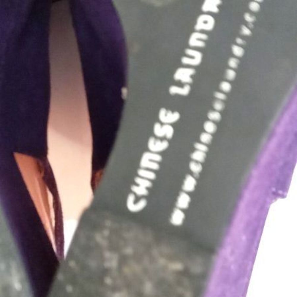 Chinese Laundry Purple Slingback Suede Fringed Wedge Heels Women's Size 8 - Picture 6 of 9